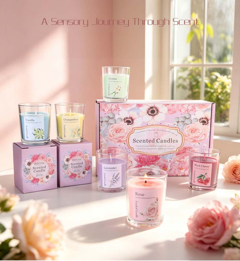 아로마테라피 향초 선물 세트 6가지 다른 향의 유리병  - Home Fragrance Usa 리뷰 및 가격
