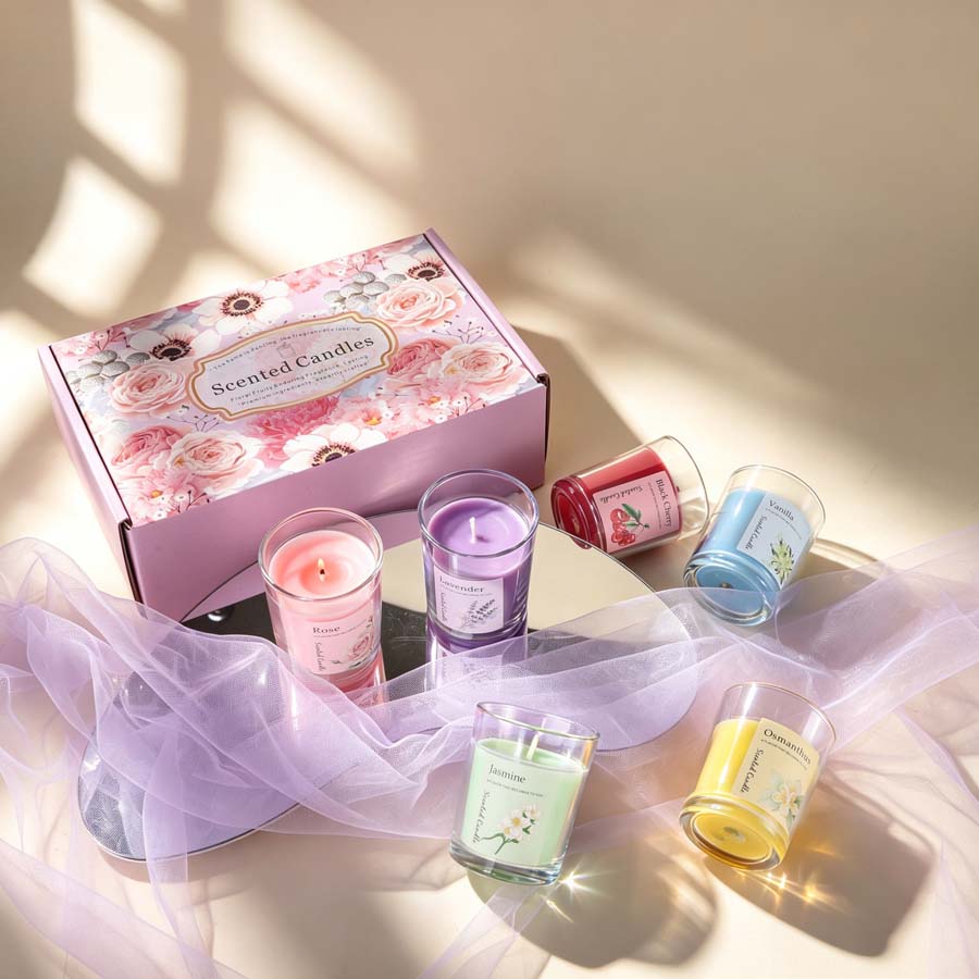 아로마테라피 향초 선물 세트 6가지 다른 향의 유리병  - Home Fragrance Usa 리뷰 및 가격