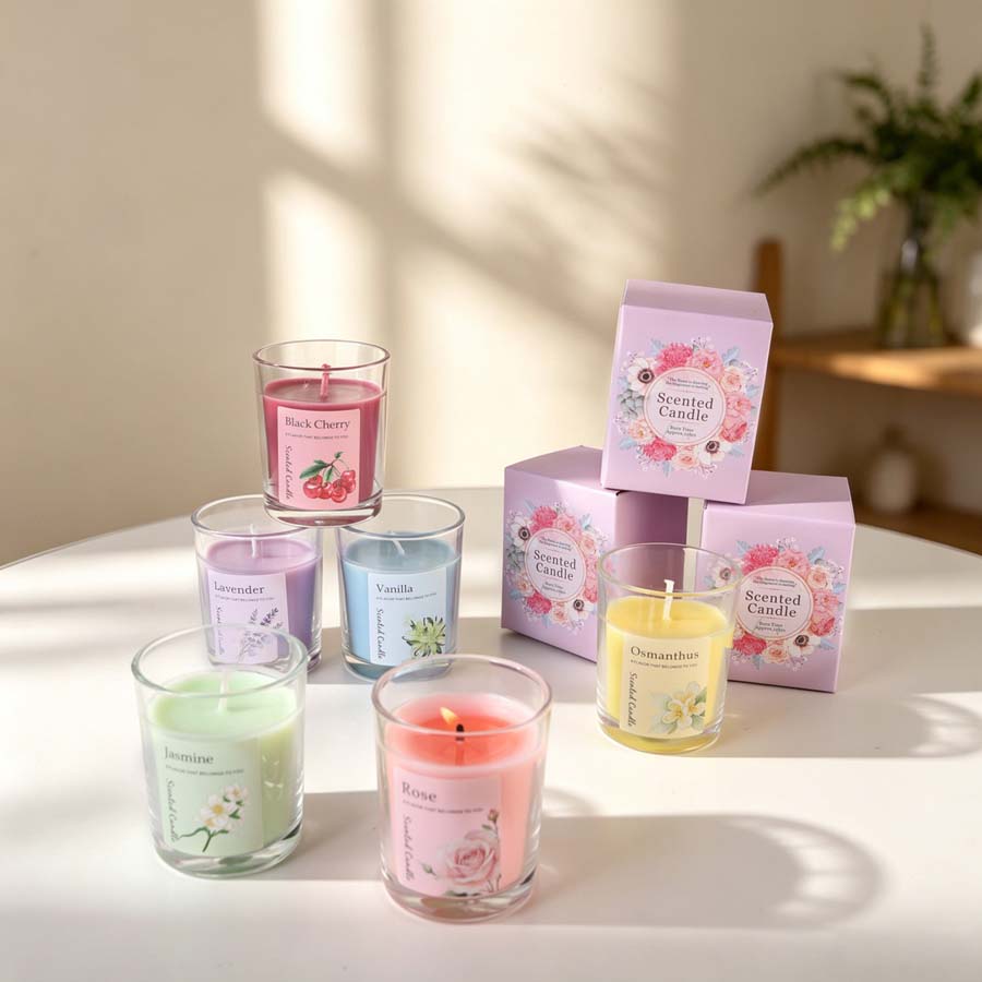 아로마테라피 향초 선물 세트 6가지 다른 향의 유리병  - Home Fragrance Usa 리뷰 및 가격
